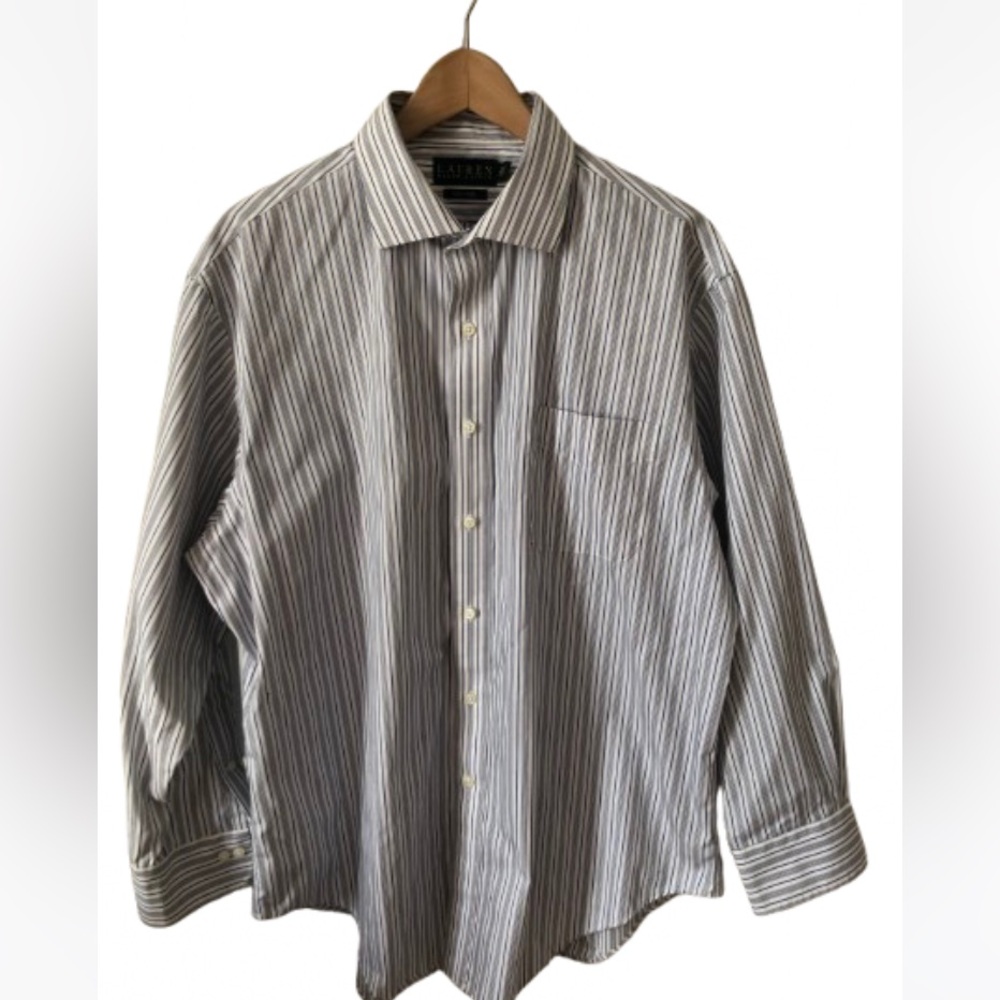 Lauren Ralph Lauren Cotton White Shirt with Blue Stripes